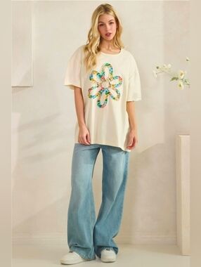 Sage + Fig Wildflower Bloom Patch Floral Oversized Tee